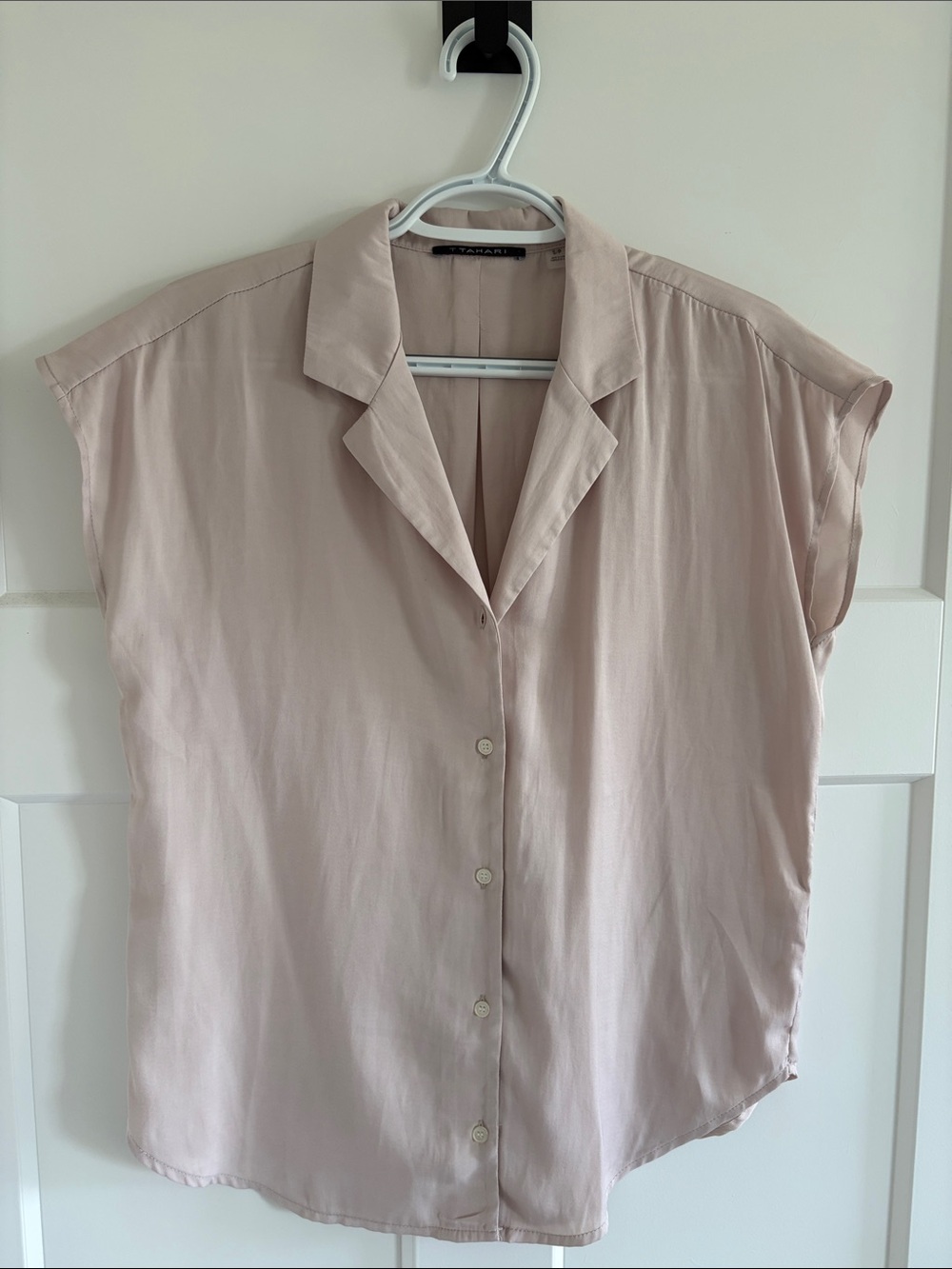T Tahari Blush Button-Front Cap Sleeve Shirt